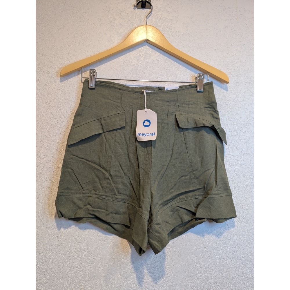 Mayoral Olive Green Shorts High Waist Pockets‎ Casual Girl's Size 16 0226